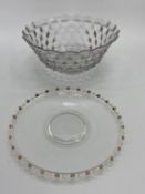 Collection o f C20th pressed glass items to include large decorative table bowls, gilded serving