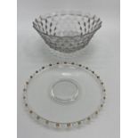 Collection o f C20th pressed glass items to include large decorative table bowls, gilded serving