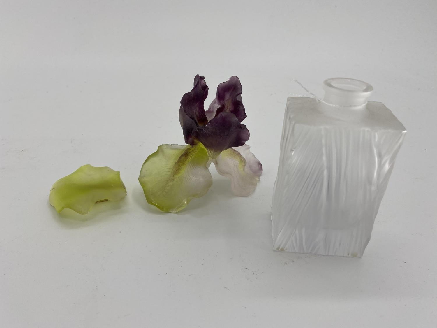 A Daum French Art Glass perfume bottle with Pate De Vere Stopper, 20cmH