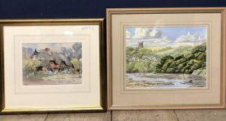 Richard Woodgate, C20th English School, watercolour harbour scene on paper in gilt glazed frame 25 x