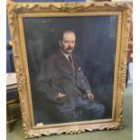 C20th, English School Oil on canvas, A large Three quarter length portrait of a gentleman, in gilt