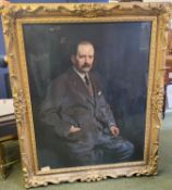 C20th, English School Oil on canvas, A large Three quarter length portrait of a gentleman, in gilt