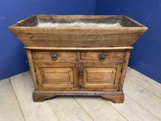 C19th Italian dough trough, with two single drawer sand cupboard beneath, 100w x 81cm H