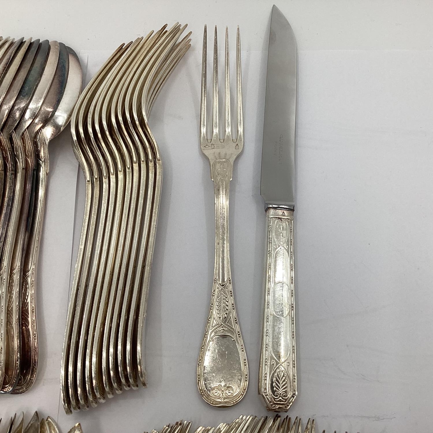 A large collection of French Flatware by Christofle France to include white metal handled knives - Image 8 of 12