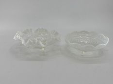 Two white Vaseline glass items