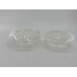 Two white Vaseline glass items