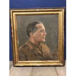 C20th oil on canvas of a gentleman in military uniform, 49 x 44cm, in a gilt frame, much wear to