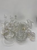 Quantity of late C19th and C20th glassware, decanters jugs and bowls etc