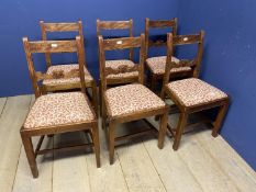 A set of early C20th beech small cottage style dining chairs ,with upholstered drop in seats, some