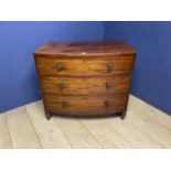 Mahogany bow front chest of 3 long drawers