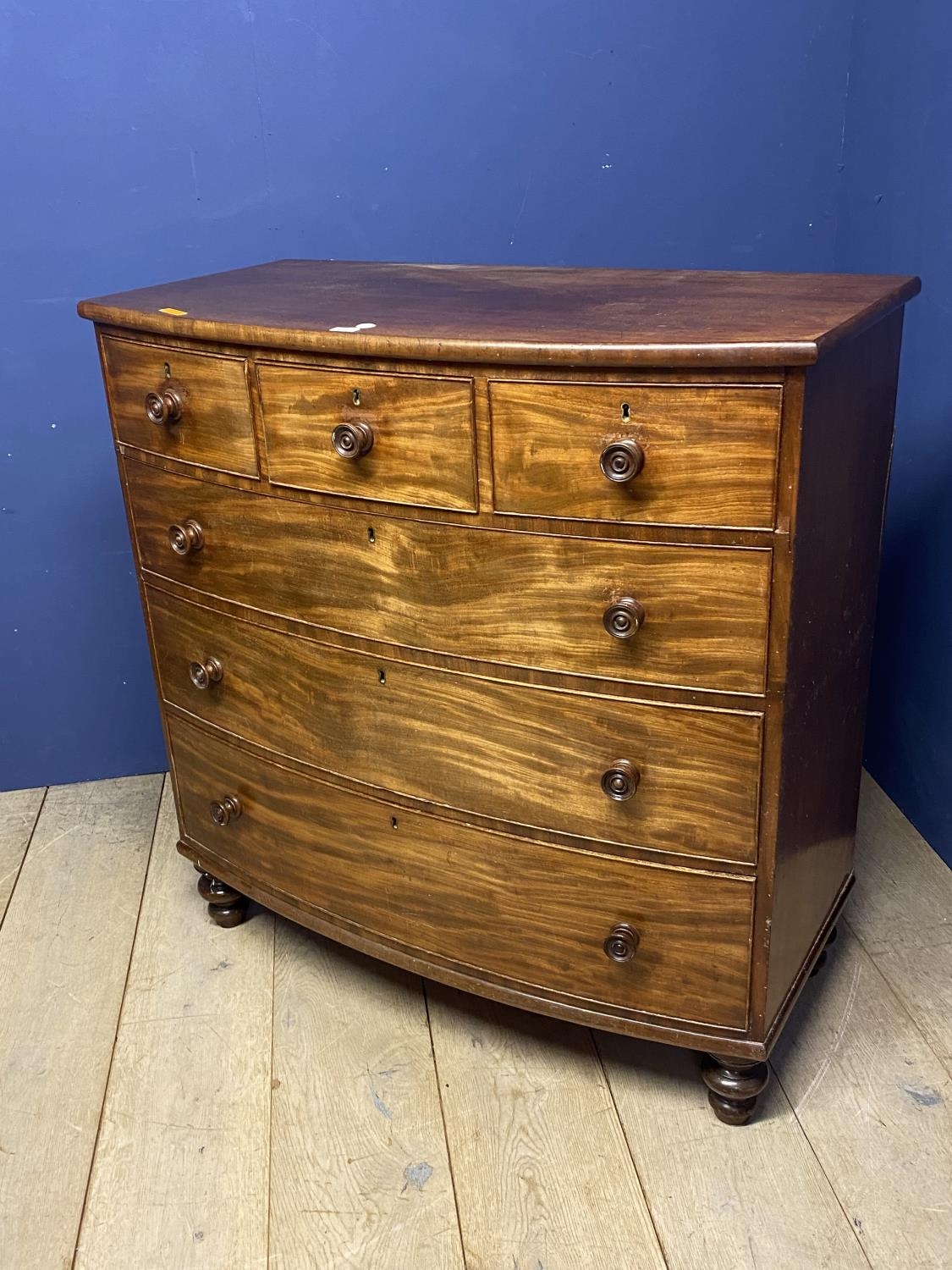 Victorian mahogany chest of drawers with 3 small drawers above three long drawers - Image 2 of 3