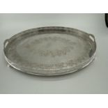 A collection of silver plated oval trays to include a pierced gallery example (5)