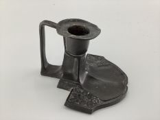German pewter Candle stick by Kayserzinn with Arts & Crafts Jugendstill decoration with stamped to