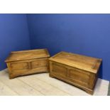 Pair of heavy pine chests/blanket boxes/toy boxes with rising lids