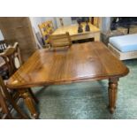 A Victorian light mahogany square table with reeded legs 120 x 117cm
