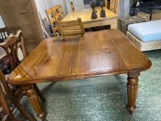 A Victorian light mahogany square table with reeded legs 120 x 117cm