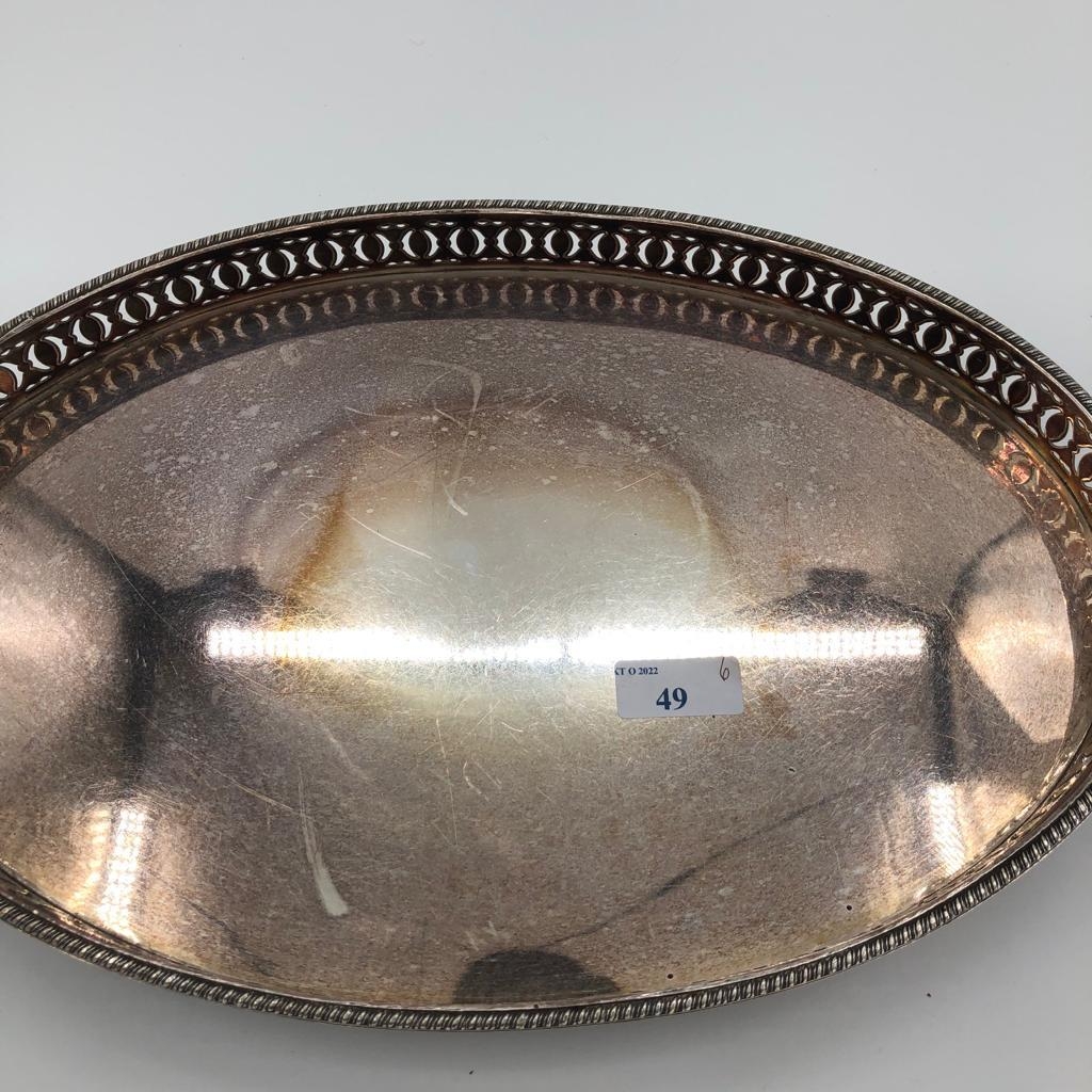 A Sterling Silver toast rack with a mixed selection of Sterling cutlery an oval plated galleried - Image 3 of 8