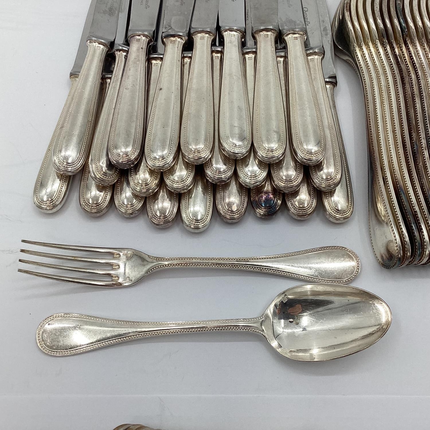 A large collection of French Flatware by Christofle France to include white metal handled knives - Image 3 of 12