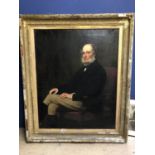 A Mid to Late C19th Oil on canvas, Portrait of a seated Scottish Gentleman, 125.5 101 cm, in gilt