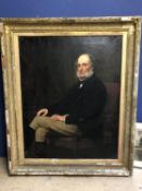 A Mid to Late C19th Oil on canvas, Portrait of a seated Scottish Gentleman, 125.5 101 cm, in gilt