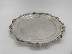 A collection of silver plated items to include five circular trays, largest 46cm (6)