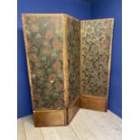 A late C19th decorative, wooden and embossed & painted leather, 3 fold screen, condition - much wear