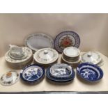 Quantity of Royal Doulton Clairmont china, and blue and white Old Willow pattern china