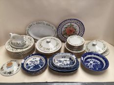 Quantity of Royal Doulton Clairmont china, and blue and white Old Willow pattern china