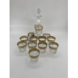 Collection of St Louis France, C20th glassware to include 9 gilded tumblers, with 6 gilded covers, a