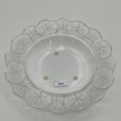 A Lalique Hon fleur style frosted bowl etched to base Lalique France, 27.5cm(d). IN good order light
