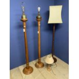 Three wooden standard lamps, and other table lamps etc