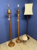 Three wooden standard lamps, and other table lamps etc