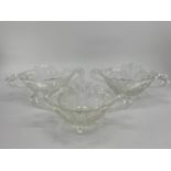 Collection of late C19th early C20th pressed glass items, to include loop handled serving dishes and