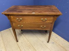 Small two drawer side table on slender tapered legs