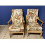 Two Greaves and Thomas armchairs, and a modern square wooden coffee table, being sold on behalf of