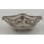 Stirling silver pierced bowl of boat shape design, London, 1900, approx 360grams