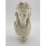 Copeland Spode Parian ware bust titled Hop Queen, by Crystal Paris Art union, dated January 1878, by