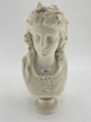 Copeland Spode Parian ware bust titled Hop Queen, by Crystal Paris Art union, dated January 1878, by