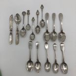 A collection of sterling silver tea spoons various dates and makers, approx 200g