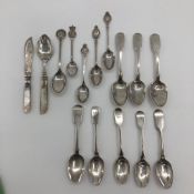 A collection of sterling silver tea spoons various dates and makers, approx 200g