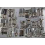 A large collection of French Flatware by Christofle France to include white metal handled knives