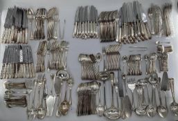 A large collection of French Flatware by Christofle France to include white metal handled knives