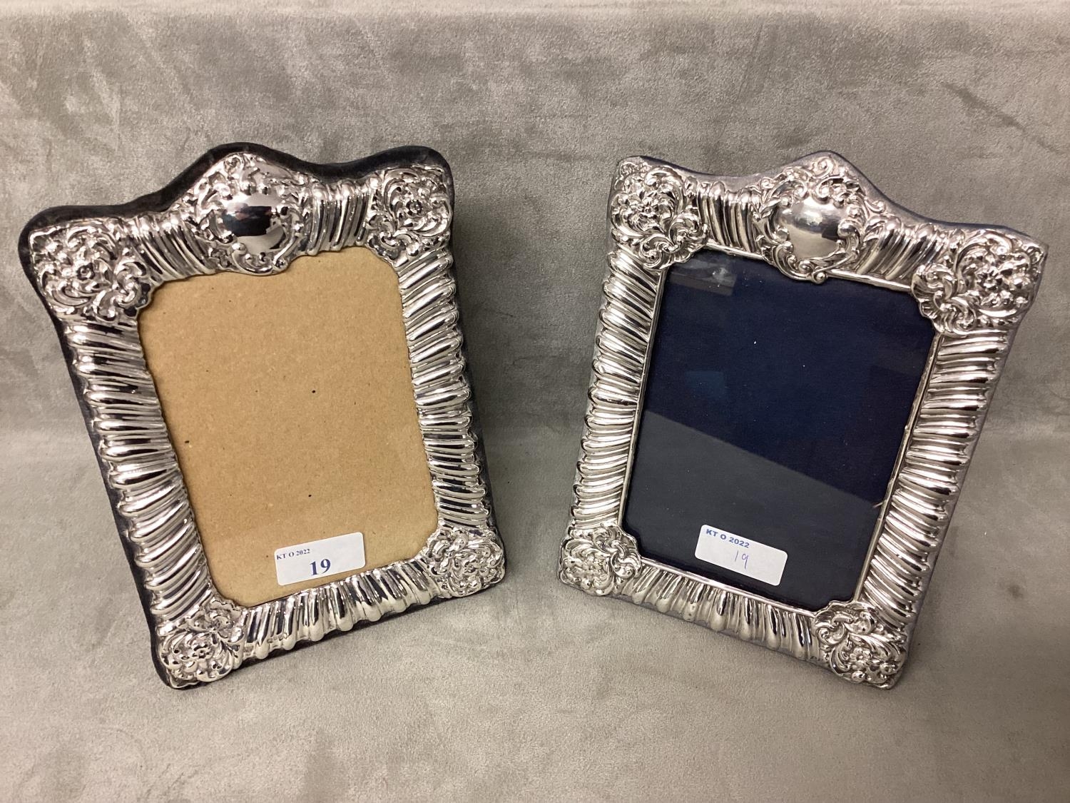 Pair of Sterling silver easel backed photo frames by DR & S Birmingham 1992