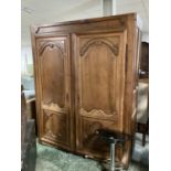 French chestnut Armoire, with part fitted interior, 58cm x 155cm x 196cm