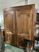 French chestnut Armoire, with part fitted interior, 58cm x 155cm x 196cm