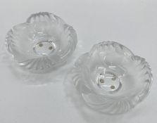 A Pair of Lalique frosted glass bowls Circa 1990, 18cm(d), etched to base Lalique France