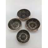 A matched graduated set of four Turkish white metal bowls stamped Damar 900, 1185g approx