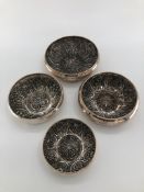 A matched graduated set of four Turkish white metal bowls stamped Damar 900, 1185g approx