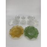 collection of pressed glass hobnail style items to include bowls plates etc