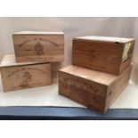 4 wooden wine boxes
